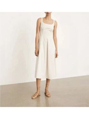 Vince Cream Square-Neck Midi Dress